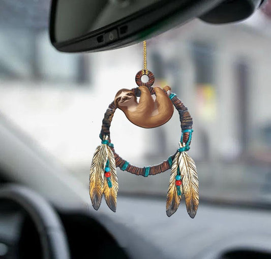 Sloth native circle two sided ornament