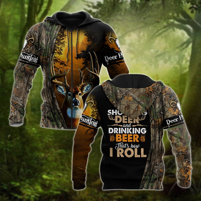 Hunting Deer and Drinking Beer 3D All Over Print Hoodie