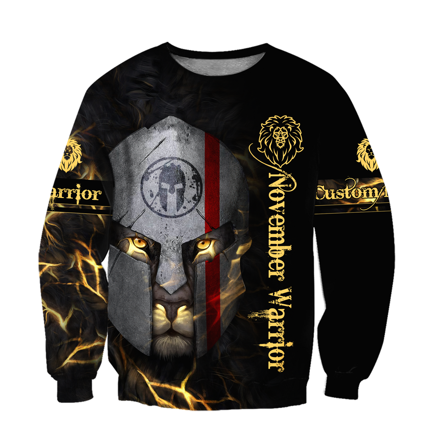 Custom Name November Spartan Lion Warrior 3D All Over Printed Unisex Shirts