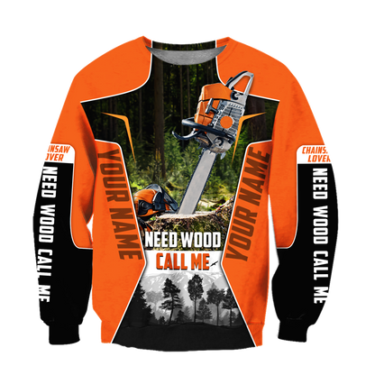 3D Chainsaw Logger Custom Name Unisex Shirts