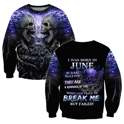 June Guy Skull 3D All Over Printed Unisex Hoodie