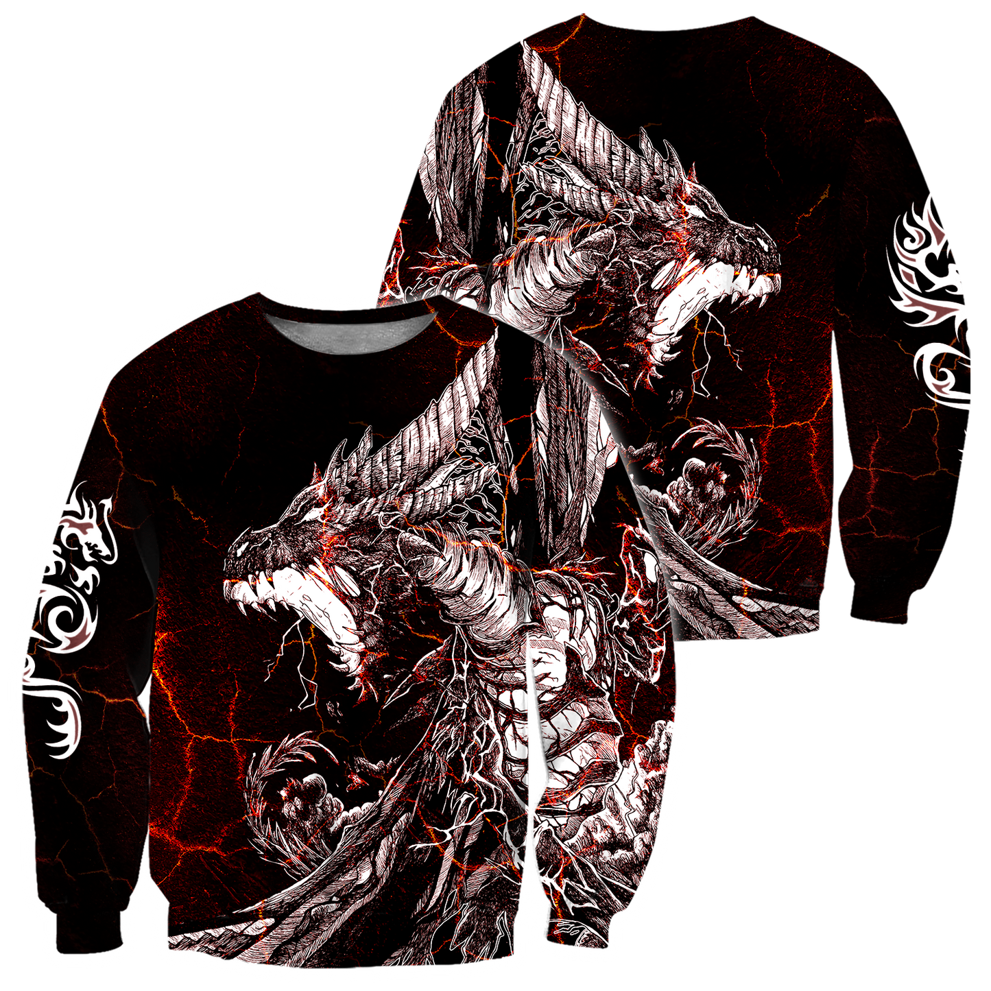 Red Black Tattoo Dragon Hoodie T Shirt For Men and Women HAC190502-NM-Apparel-NM-Sweatshirts-S-Vibe Cosy™
