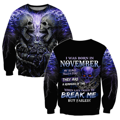 November Guy Skull 3D All Over Printed Shirts Pi24102011ST