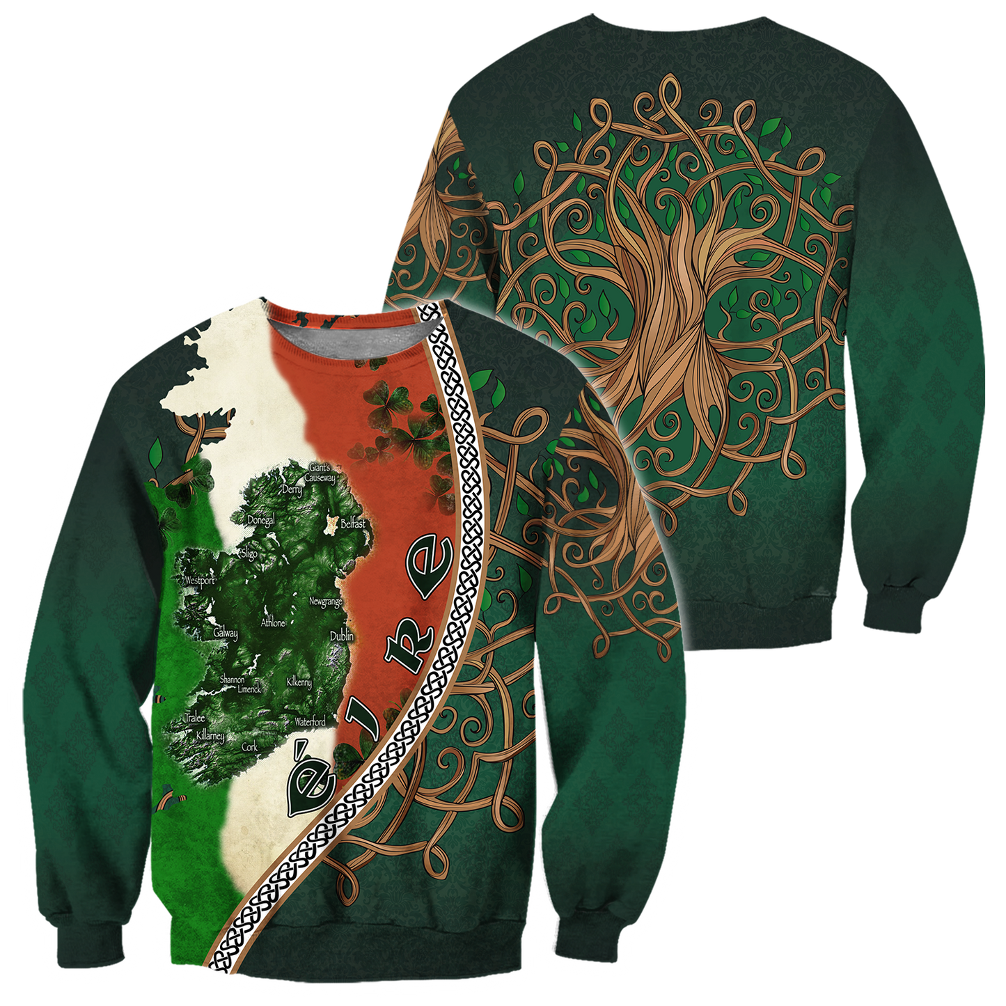 Irish Saint Patrick's Day Shamrock Celtic Cross Hoodie T-Shirt Sweatshirt Pi020308-Apparel-NM-Sweater-S-Vibe Cosy™