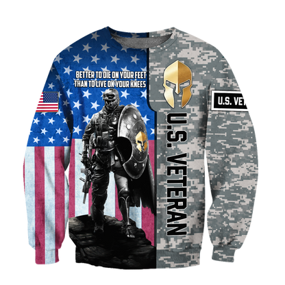 Spartan Soldier US Veteran 3D All Over Printed Shirt Hoodie MP21082020