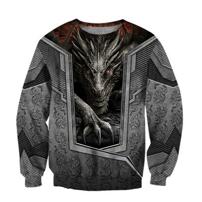 3D Tattoo and Dungeon Dragon Hoodie HAC27125-Apparel-NM-Sweater-S-Vibe Cosy™