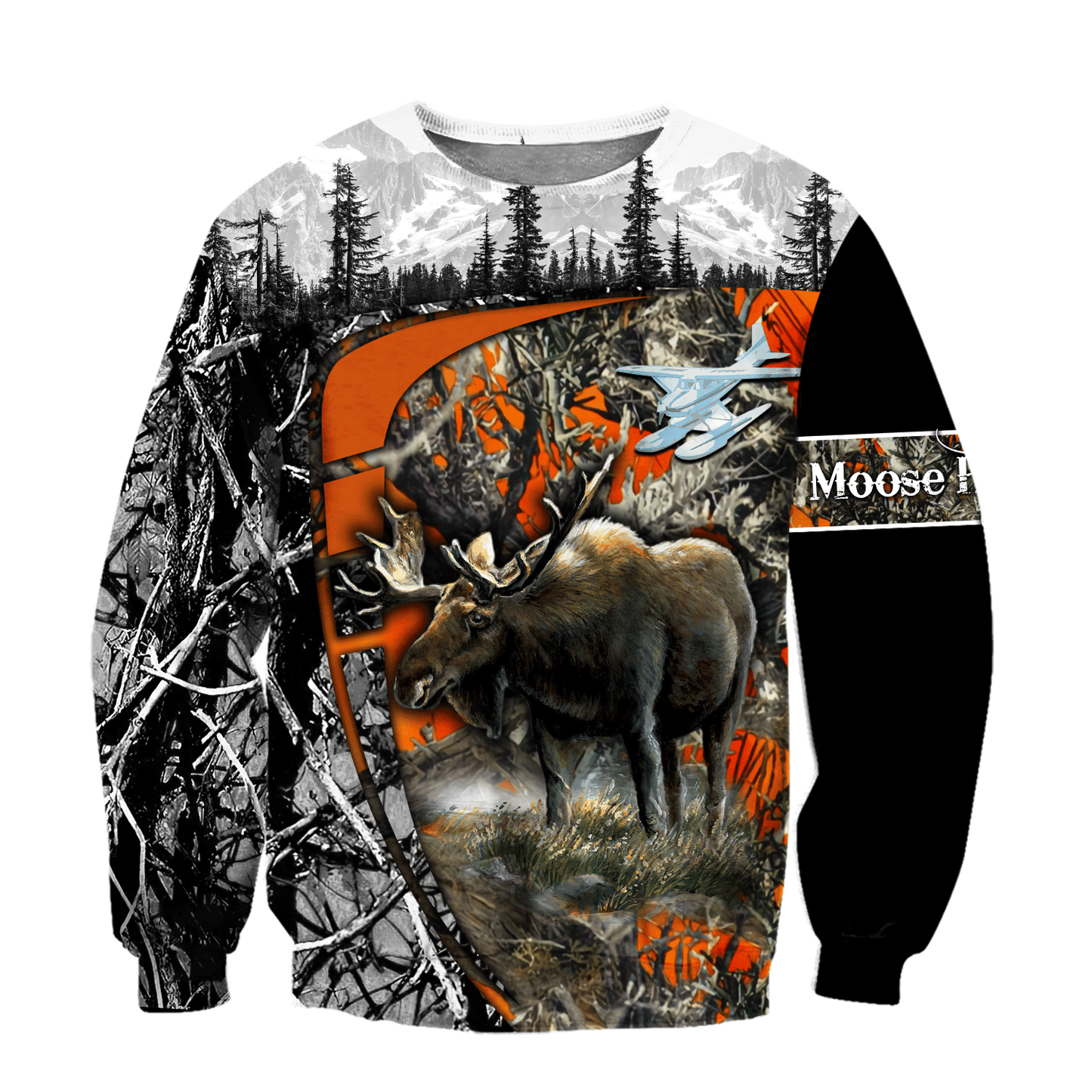 Moose Hunting Camo 3D Over Printed Unisex Deluxe Hoodie ML