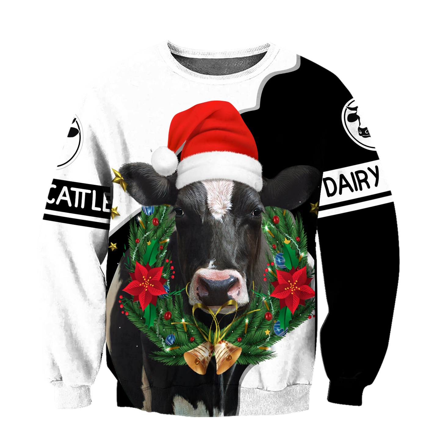 Dairy Cattle Mery Christmas 3D All Over Printed Shirts For Men And Woman