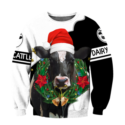 Dairy Cattle Mery Christmas 3D All Over Printed Shirts For Men And Woman