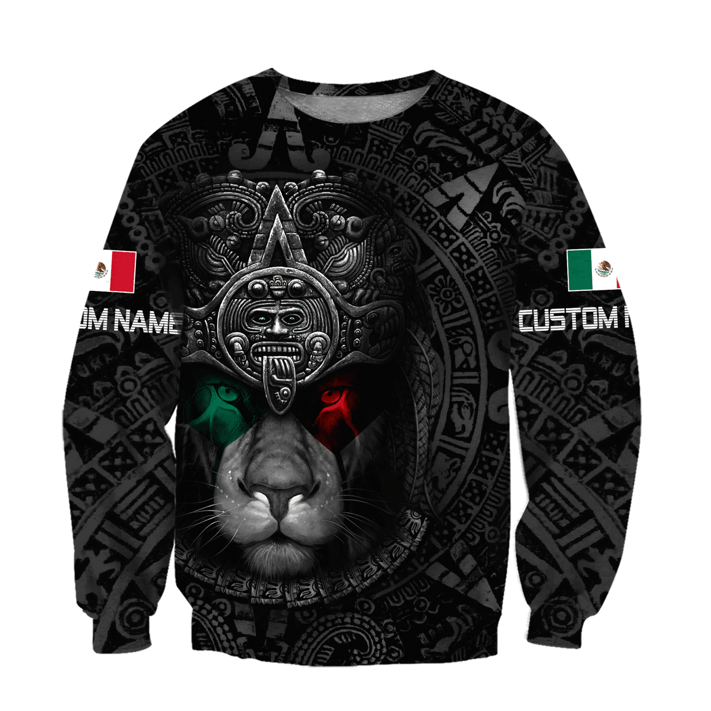 Custom Name Mexican Lion Warrior 3D All Over Printed Shirt for Men and Women