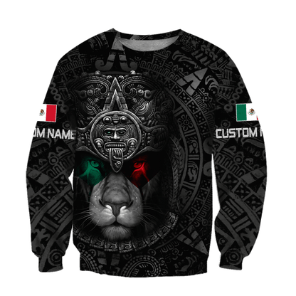Custom Name Mexican Lion Warrior 3D All Over Printed Shirt for Men and Women