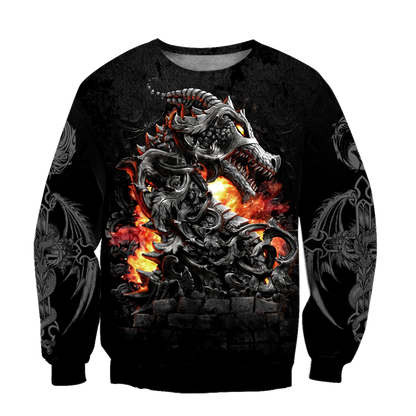 3D Armor Tattoo and Dungeon Dragon Hoodie HAC140103-Apparel-NM-Sweater-S-Vibe Cosy™