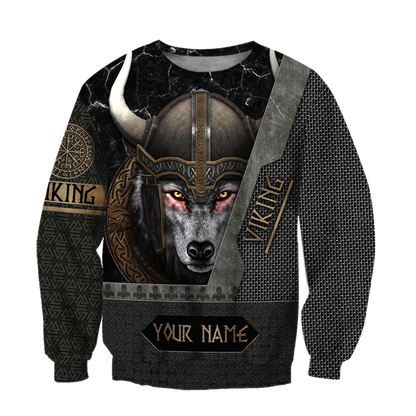 Custom Name Viking Wolf Warrior 3D All Over Printed Shirt for Men and Women