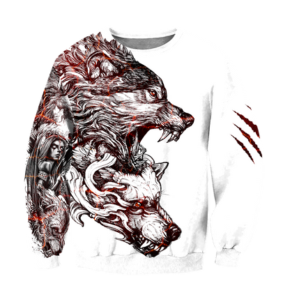 3D Alpha Wolf Tattoo Over Printed Shirt for Men and Women