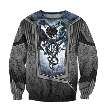 3D Tattoo and Dungeon Dragon Hoodie HAC020114-Apparel-NM-Sweater-S-Vibe Cosy™