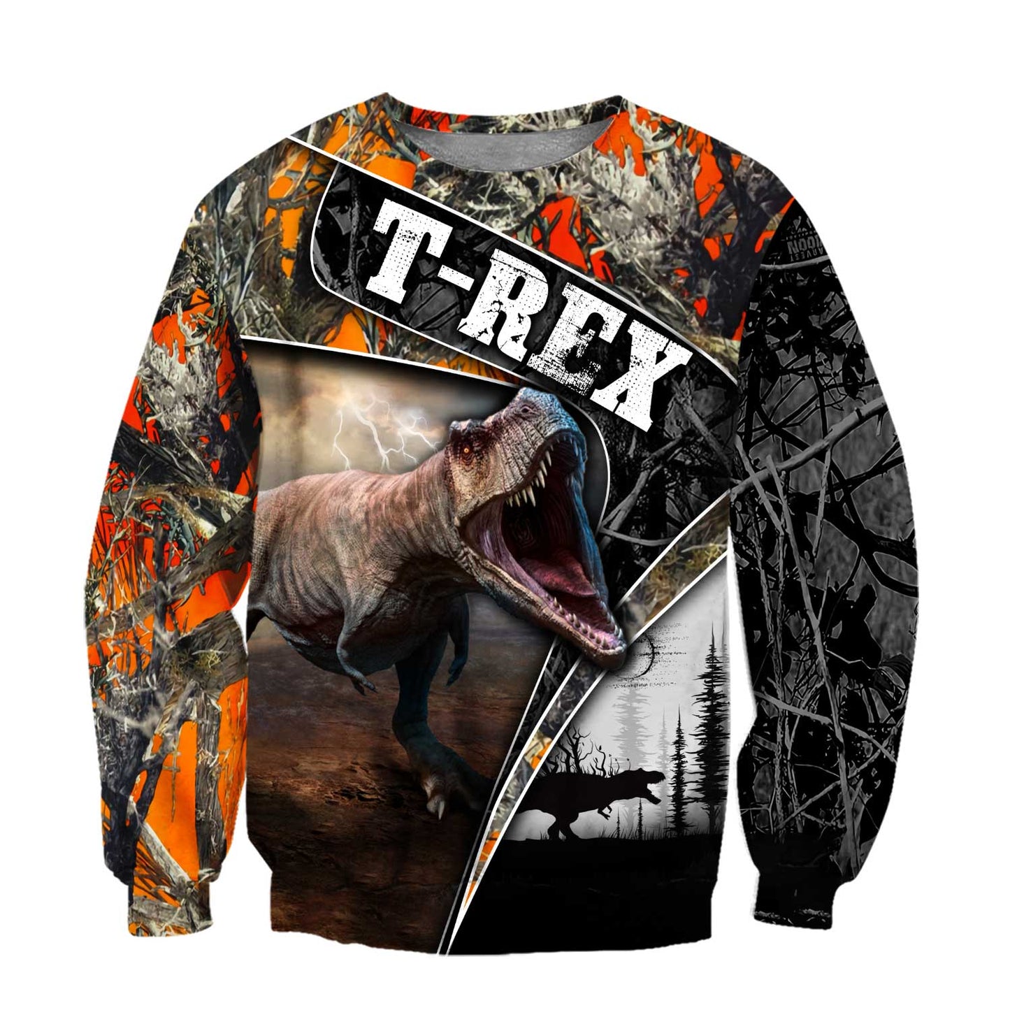 Dinosaur T-rex orange camo 3D all over printed shirts
