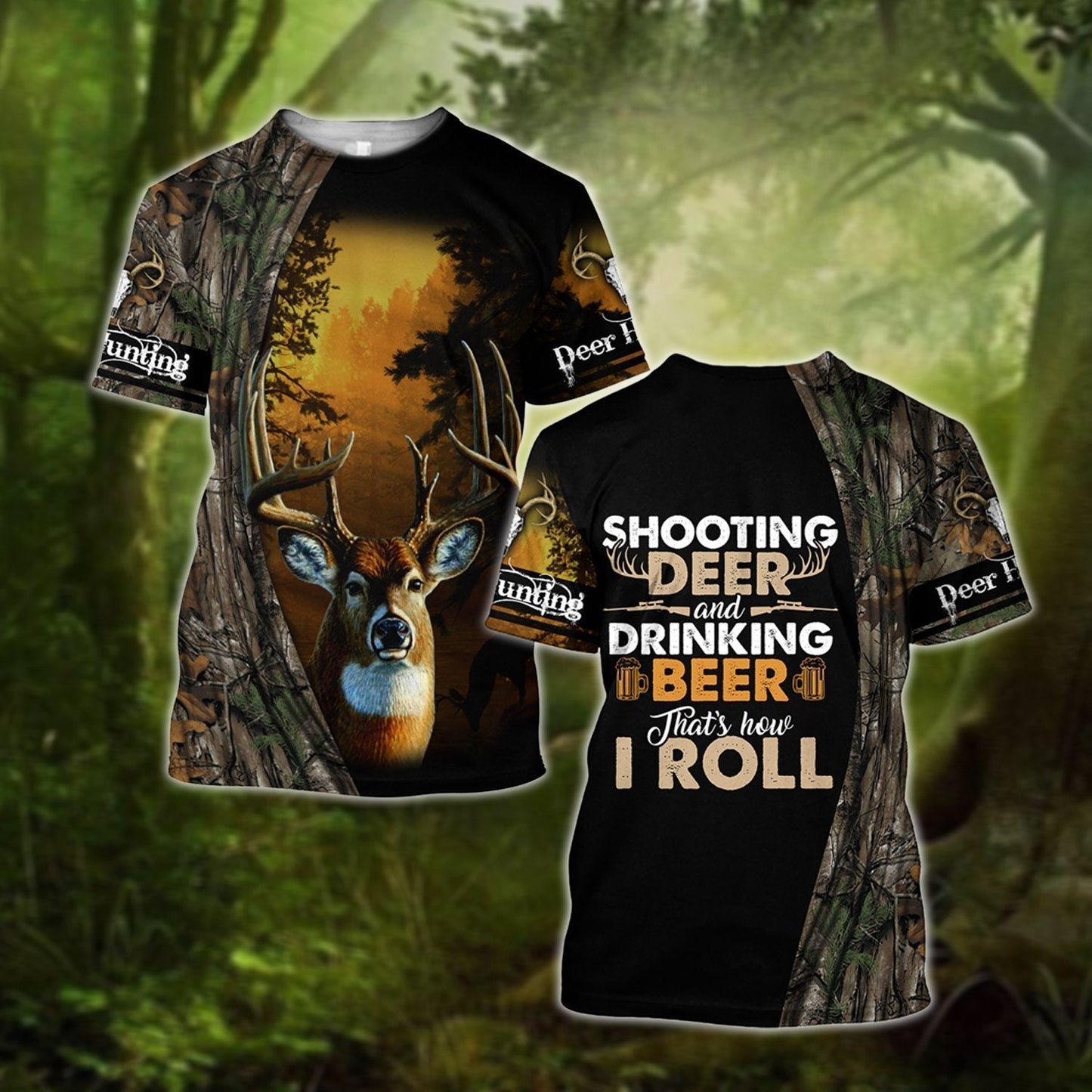 Hunting Deer and Drinking Beer 3D All Over Print Hoodie
