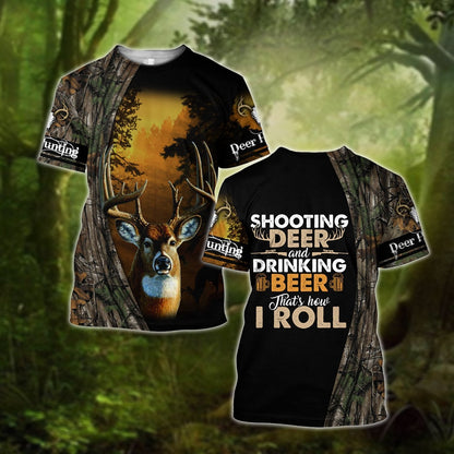 Hunting Deer and Drinking Beer 3D All Over Print Hoodie