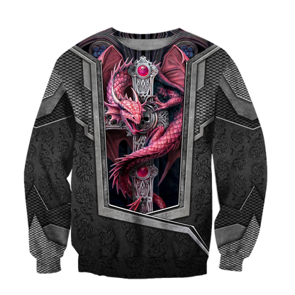 3D Tattoo and Dungeon Dragon Hoodie HAC26124-Apparel-NM-Sweater-S-Vibe Cosy™