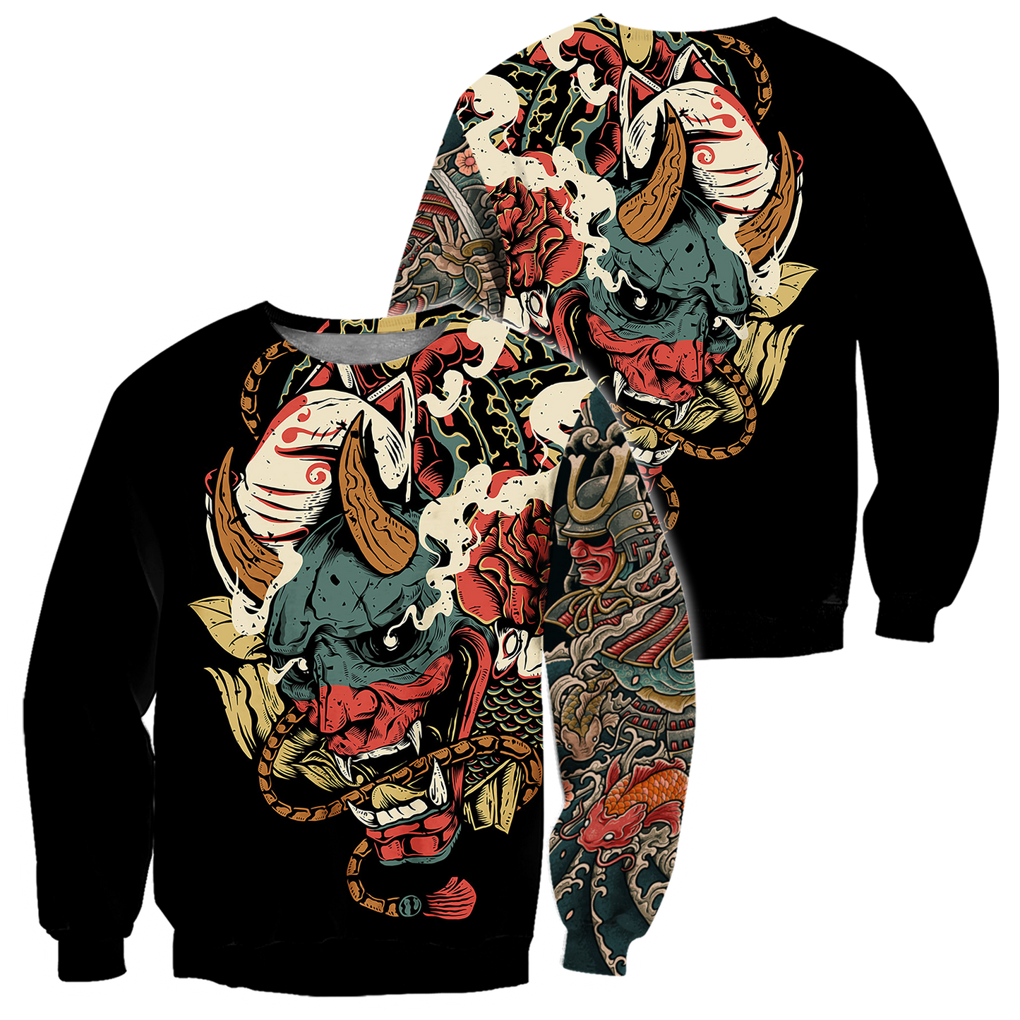 Samurai Tattoo Art Hoodie T Shirt For Men and Women HAC220604-NM-Apparel-NM-Sweatshirts-S-Vibe Cosy™