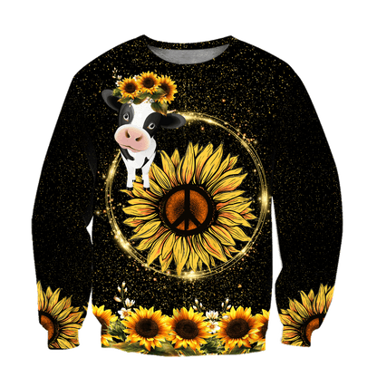 Awesome Cow And Sunflower 3D All Over Printed Shirts