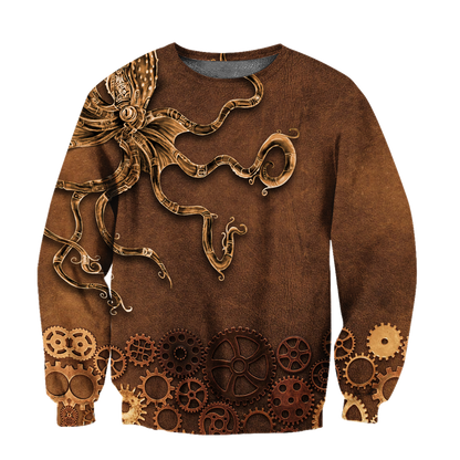 Octopus Steampunk Mechanic All Over Printed Hoodie For Men and Women TN