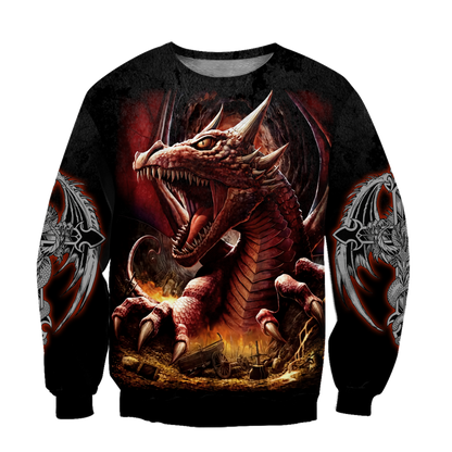 3D Armor Tattoo and Dungeon Dragon Hoodie HAC140101-Apparel-NM-Sweater-S-Vibe Cosy™