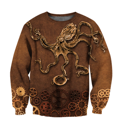 Octopus Steampunk Mechanic All Over Printed Hoodie For Men and Women TN