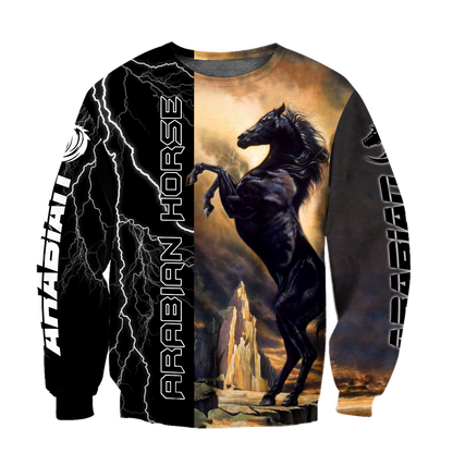 Black Stallion Arabian Horse 3D All Over Printed Shirt Hoodie Pi301202 - Amaze Style™-Apparel