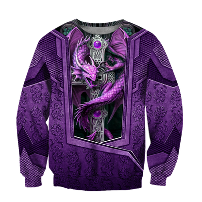 3D Tattoo and Dungeon Dragon Hoodie HAC27123-Apparel-NM-Sweater-S-Vibe Cosy™