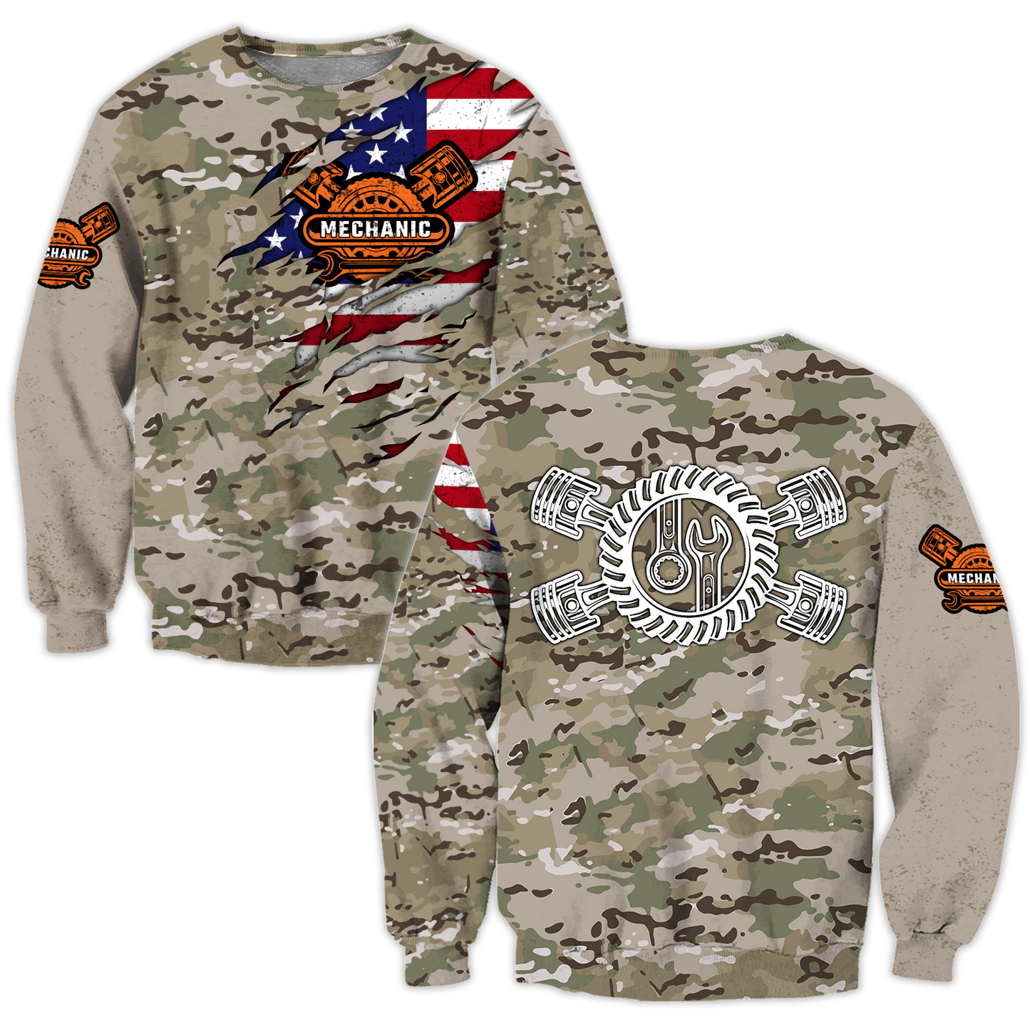 Mechanic Camo 3D All Over Printed Hoodie For Men and Women TN