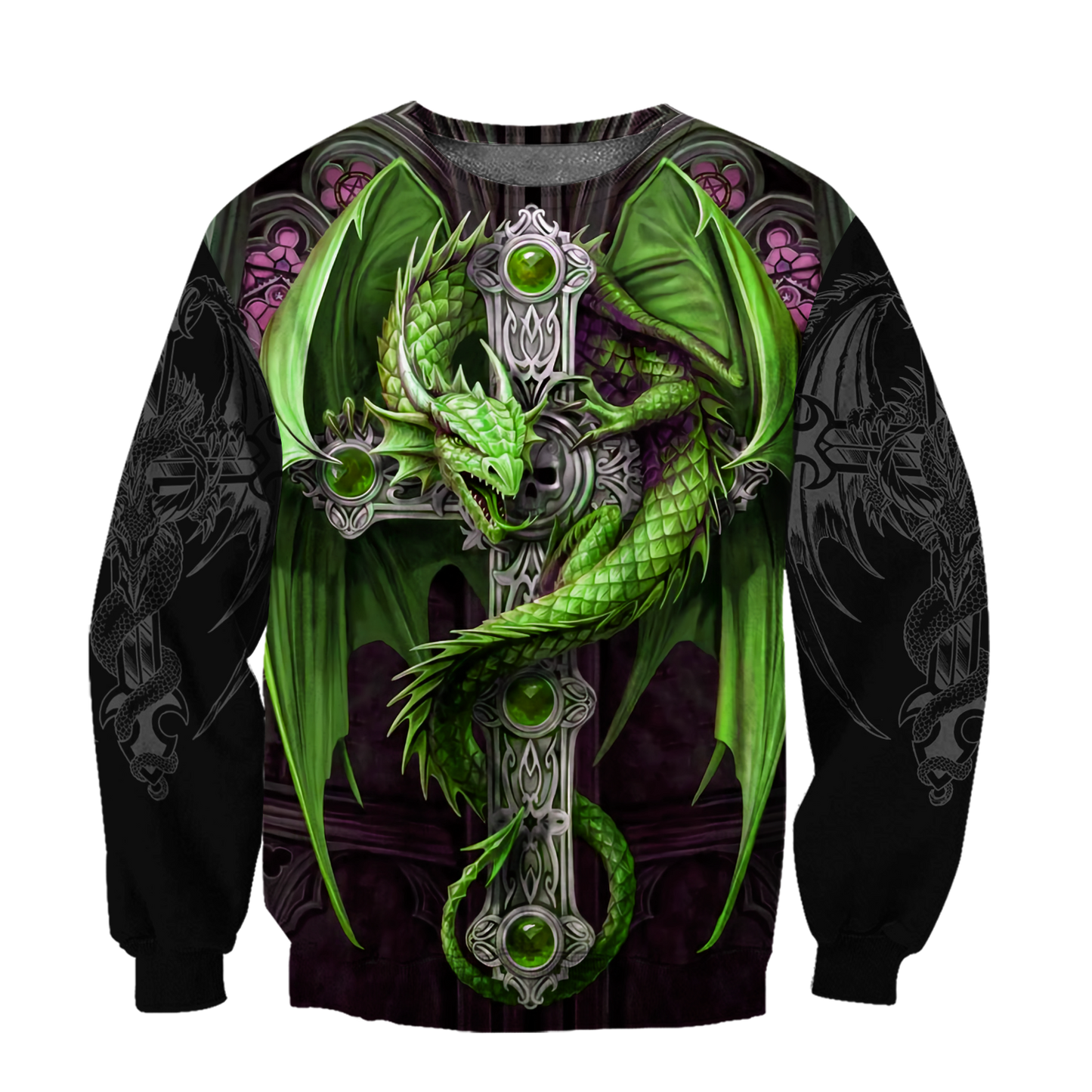 Irish Saint Patrick's Day Shamrock Celtic Cross Dragon Hoodie T-Shirt Sweatshirt-Apparel-NM-Sweater-S-Vibe Cosy™