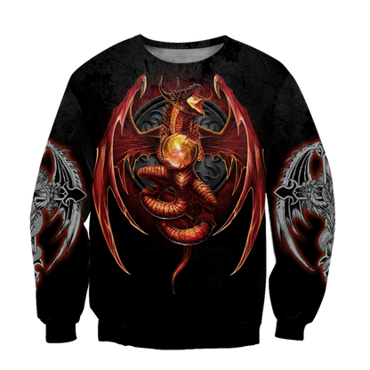 3D Armor Tattoo and Dungeon Dragon Hoodie HAC140102-Apparel-NM-Sweater-S-Vibe Cosy™