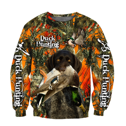 Personalized Name Hunting 3D Unisex Shirts Duck Hunting Labrador Retriever Orange Camo