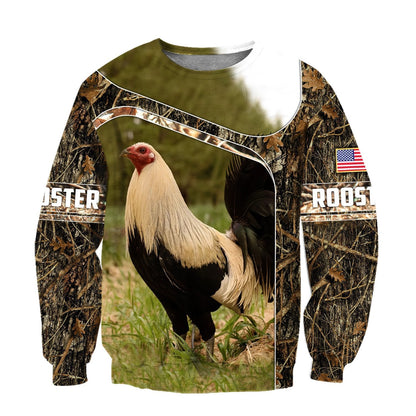 Love Rooster All 3D Over Printed Unisex Hoodie ML