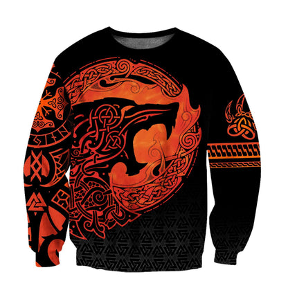 Fenrir Viking 3D Tattoo Over Printed Hoodie for Men and Women-ML