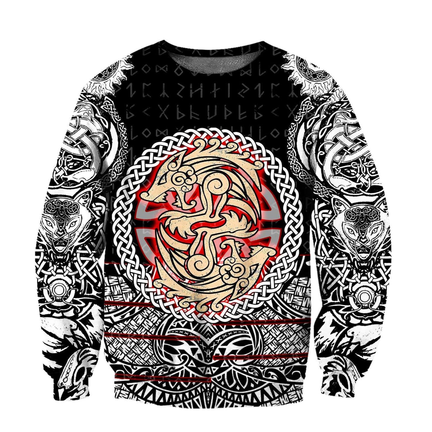 Fenrir Viking Tattoo 3D Over Printed Hoodie for Men and Women-ML