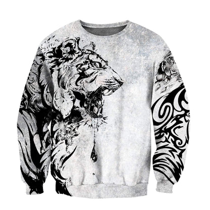 Power Tiger Tattoo 3D Over Printed Hoodie Tshirt for Men and Women-ML