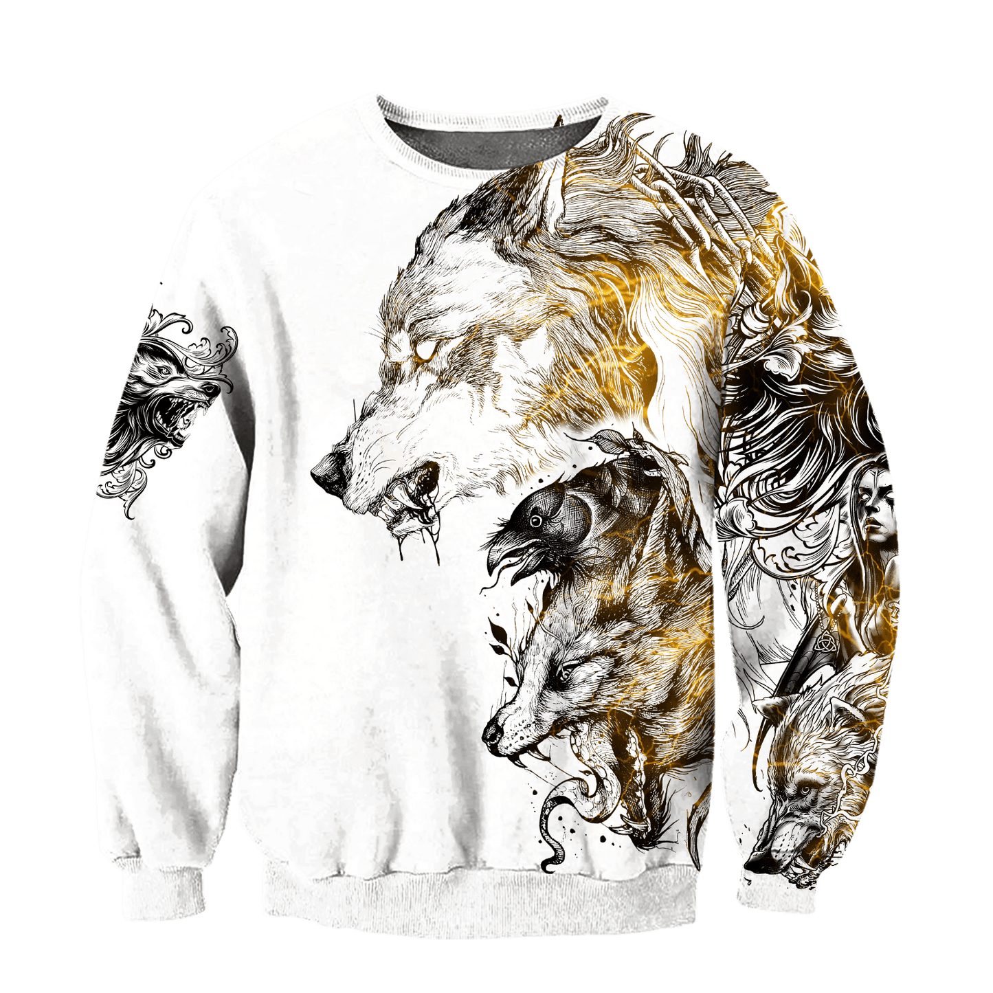 Wolf Tattoo II 3D Over Printed Unisex Hoodie-ML