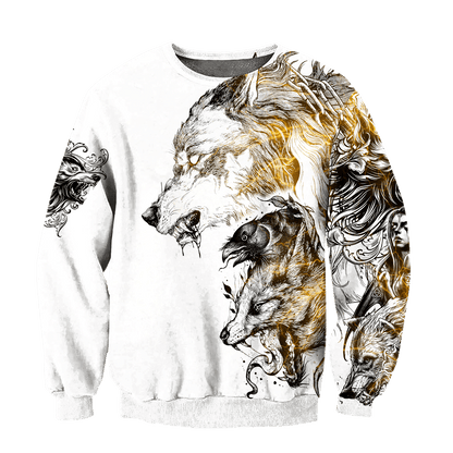 Wolf Tattoo II 3D Over Printed Unisex Hoodie-ML