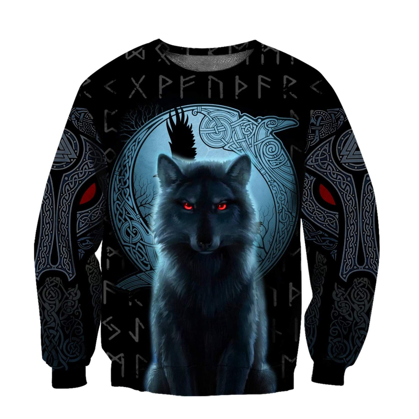 Fenrir Viking Wolf And Moon 3D Over Printed Hoodie for Men and Women-ML