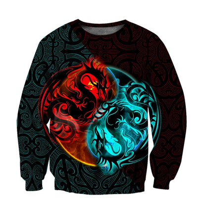 Dragon Yin&Yang Art 3D Over Printed Hoodie for Men and Women-ML