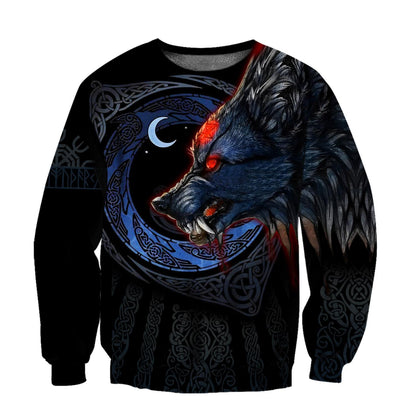Fenrir Viking Wolf 3D Over Printed Hoodie for Men and Women-ML