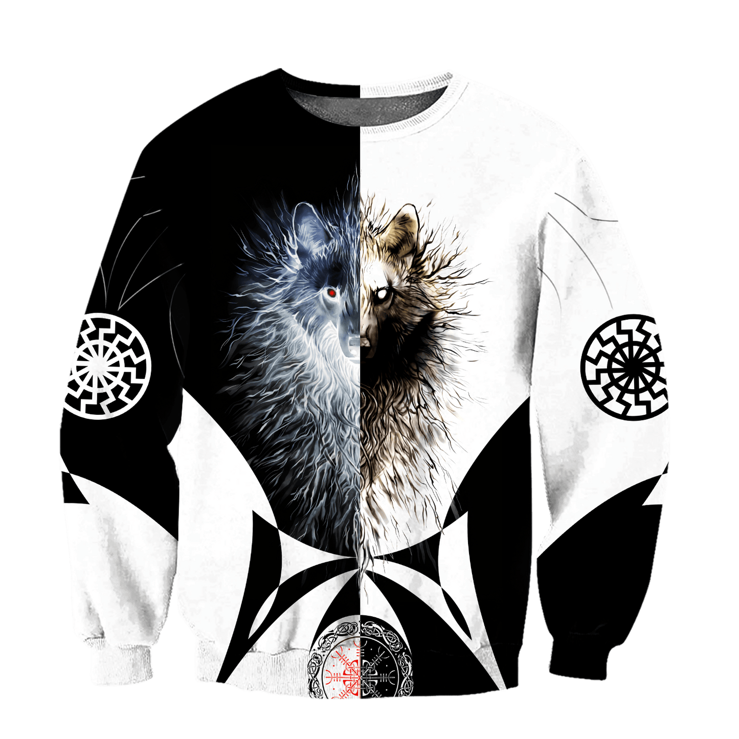 Day and Night Wolf 3D Over Printed Hoodie for Men and Women-ML