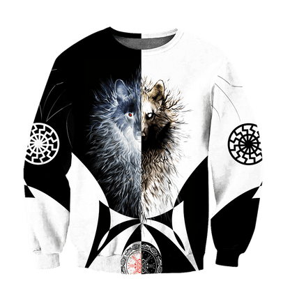 Day and Night Wolf 3D Over Printed Hoodie for Men and Women-ML