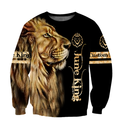 Custom Name June King Lion  3D All Over Printed Unisex Shirts