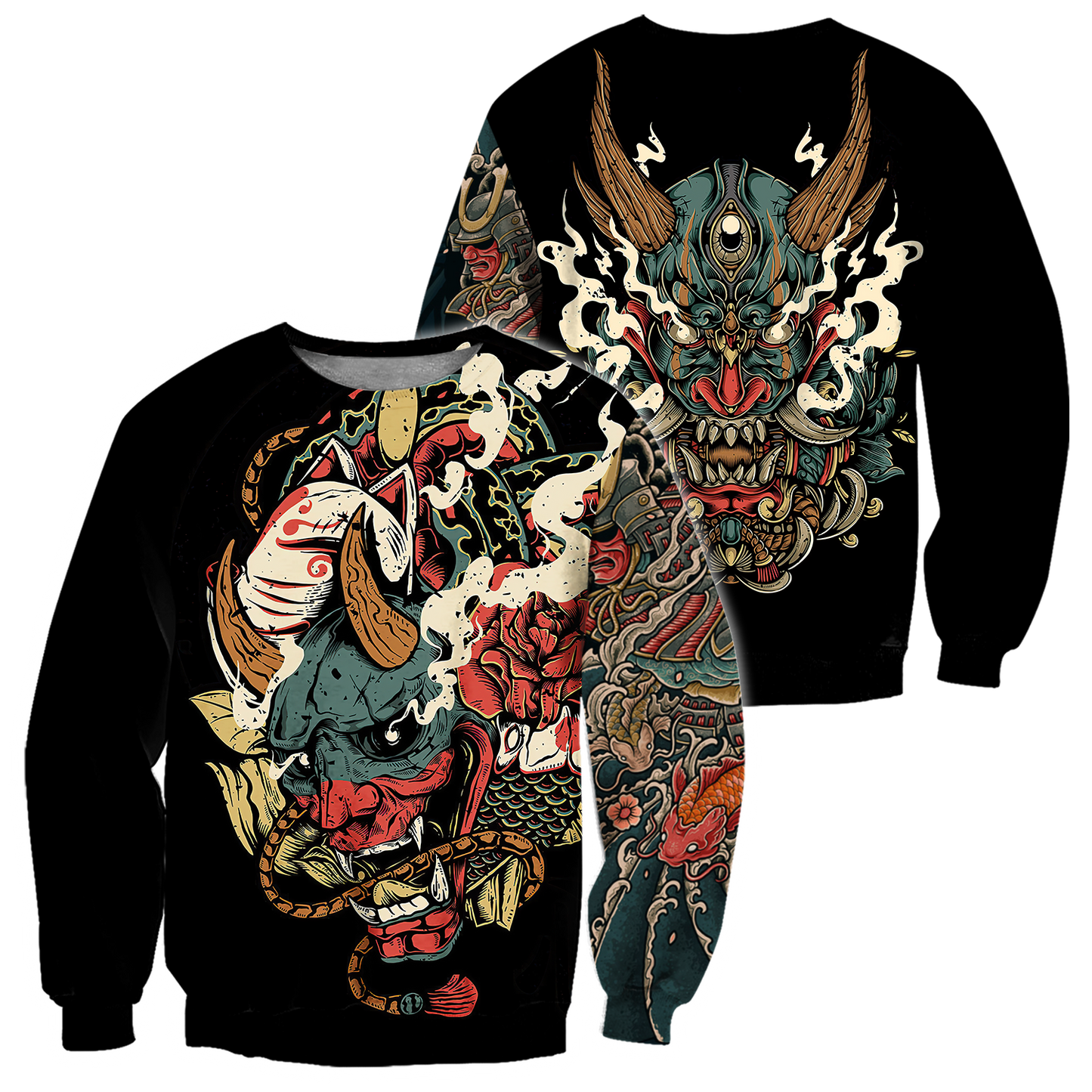 Oni Mask Tattoo 3D Over Printed Shirt for Men and Women