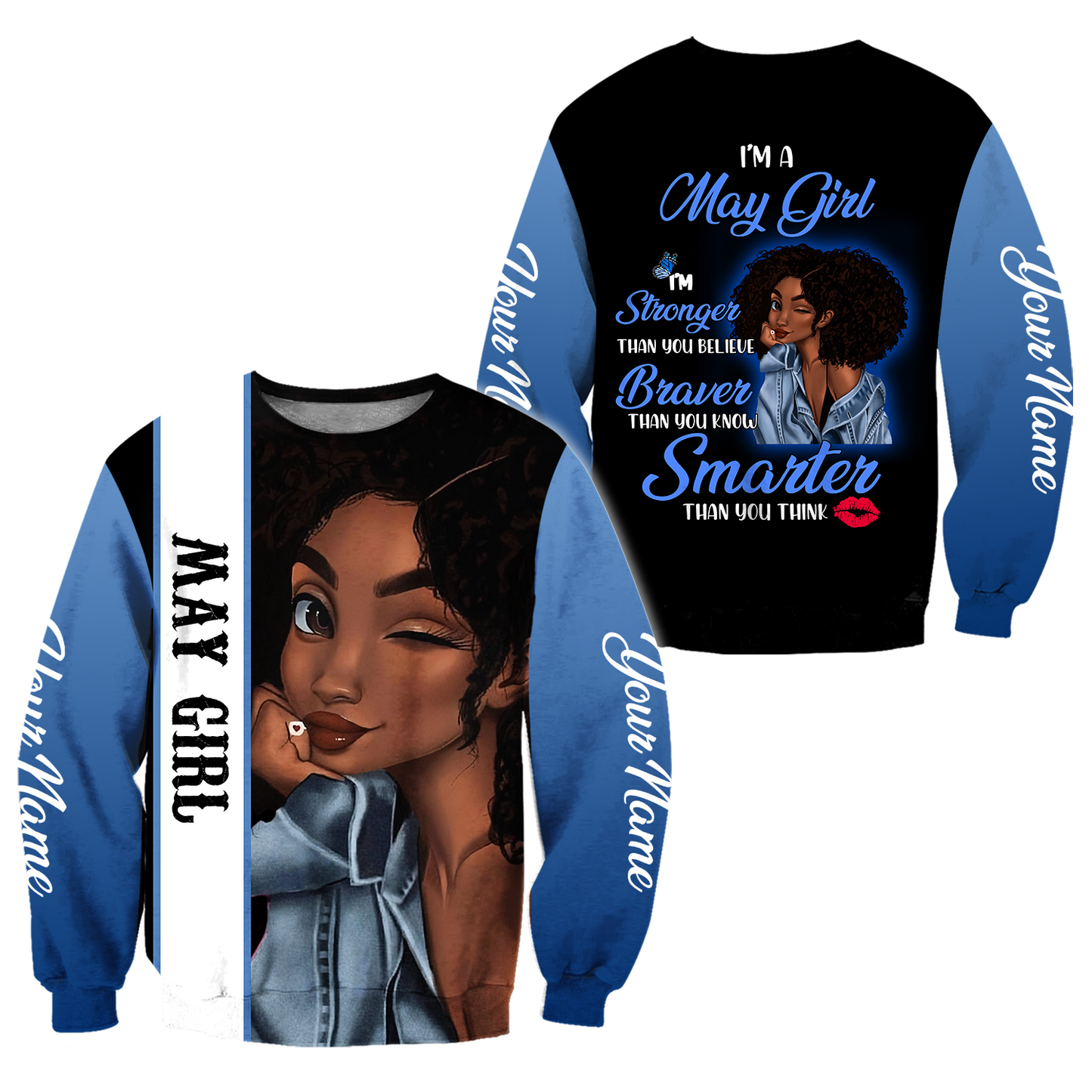 May Girl Customize Name 3D All Over Printed  Unisex Hoodie