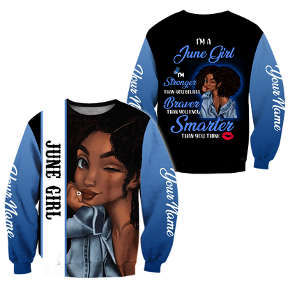 June Girl Cuztomize Name 3D All Over Printed Unisex Hoodie