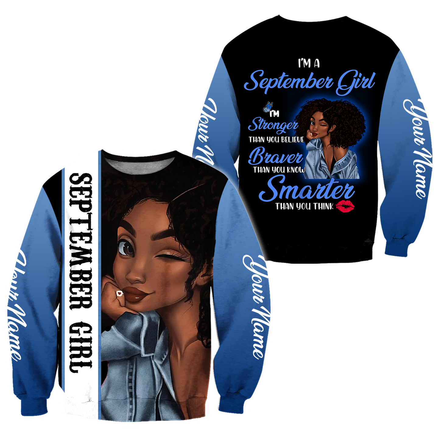 September Girl Customize Name 3D All Over Printed Shirts For Women MH1011200S9